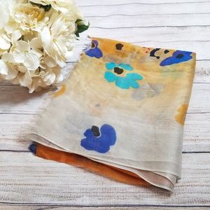 Marigold & Tan Blue Floral Print Scarf
